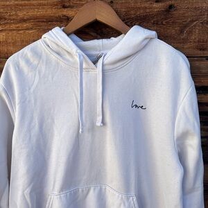 H&M | Divided “Love” White Hoodie Sweater L